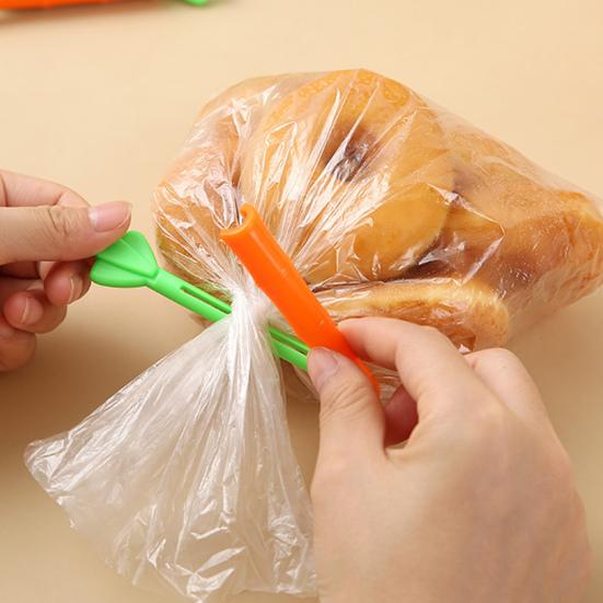 5Pcs Cute Carrot Design Food Sealing Clips Cereal Vegetable Coffee Bag Clips Anti-Slip Teeth Sealer Clips for Kitchen And Home