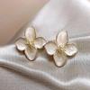 Vintage Smudging Enamel Pearl Drop Glaze Flowers Stud Earrings for Women Multi-colored Fashion Jewelry Accessories