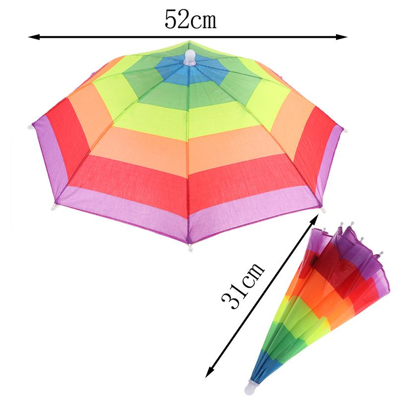 1Pc Foldable Fishing Umbrella Hat Cap Headwear Umbrella Anti-Sun Hat With Strap