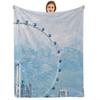 Pale Blue Big Outline Pastel Floral Cartoon Anime Print Flannel Blanket Soft Warm Throw for Kids Bedroom Sofa Christmas Office