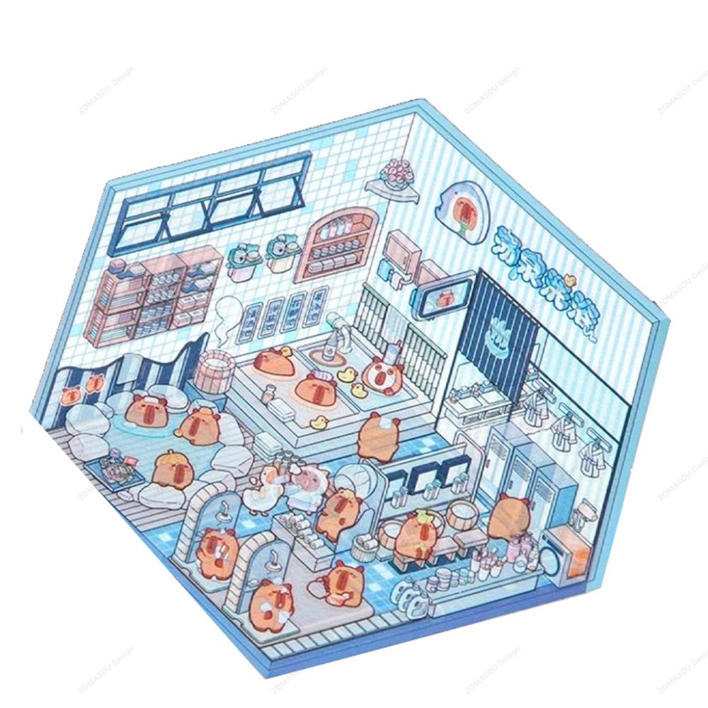 Cute 3D Diy Miniature Scene Landscaping Stickers Three-dimensional Sticker Visual Stacking Christmas Gift For Child Student