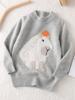Hochwertiger 100% reine Wolle Kinder Pullover mit halbem Rollkragen Capybara Strick - Doppelfaden Verdickt