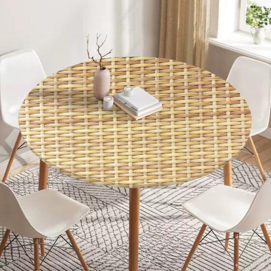 Round Table Cover 47.24" Washable Tablecloth with Elastic Edge 3D Stain-Resistant Table