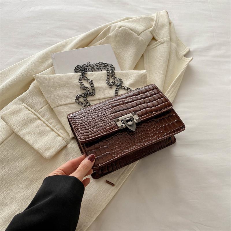 Chic Street Style Chain Bag For Women Perfect For Daily Outfits Medium Soft Pu Leather Small Square Purse