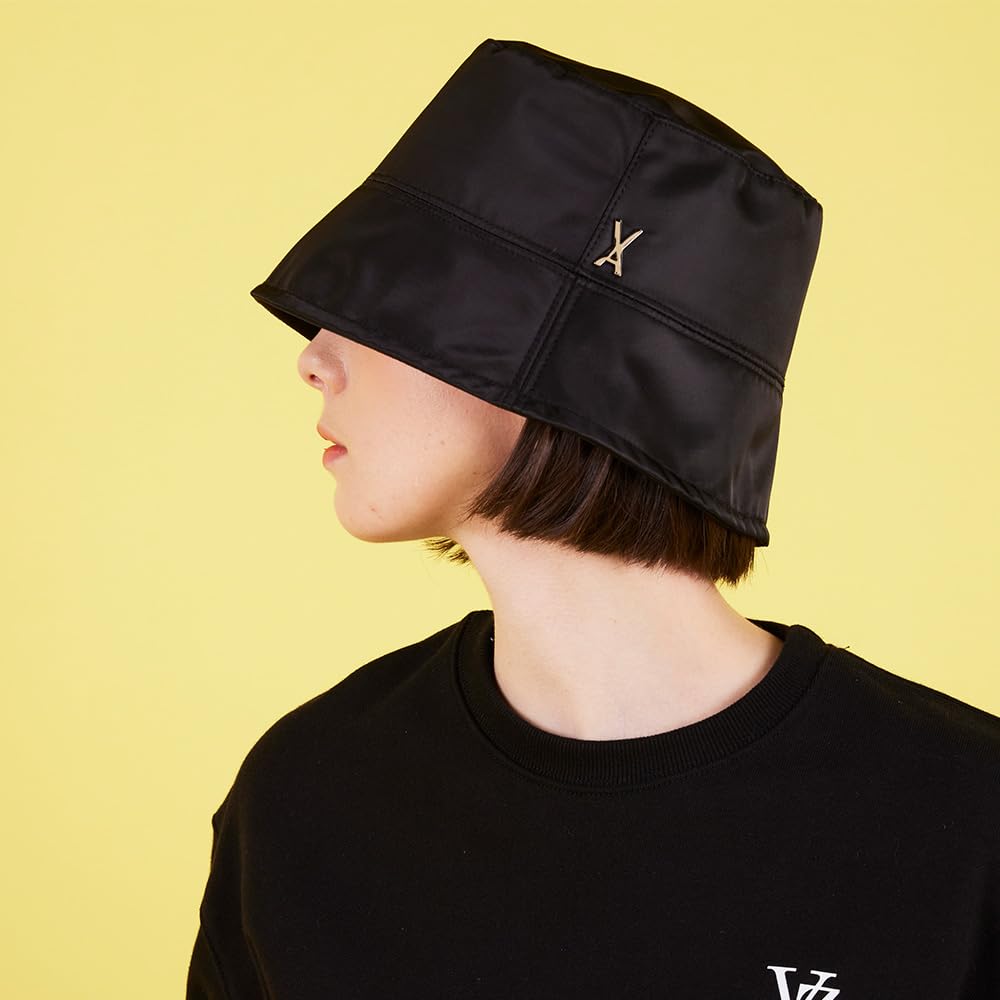 Stud Drop Over Fit Poly Bucket Hat Black [VARZAR]