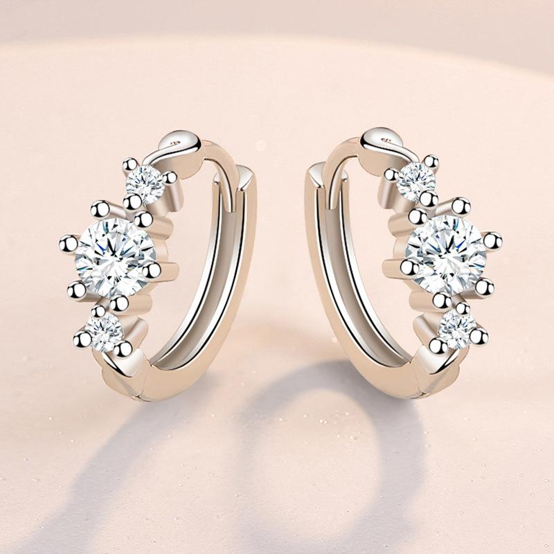 925 Sterling Silver Crystal Circle Earring for Women Making Jewelry Gift Wedding Party Engagement