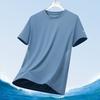 Men's Silk Ice Round Collar T-shirt, Simple Running Fitness Suit, Breathable Thin T-shirt, Quick Dry T-shirt, Summer