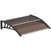 Front Door Canopy Outdoor Awning Aluminium Rigid Plastic Polycarbonate Rain Shelter UV Water Rain Resistant 120 X 75cm Brown