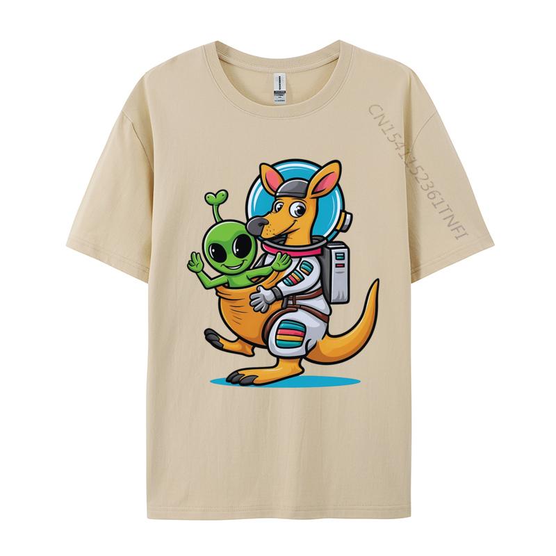 Astronaut Kangaroo TShirt Funny Gift TShirt Cute Personalized Top Tshirts Cotton Unisex Black Shirt Graphic Tees