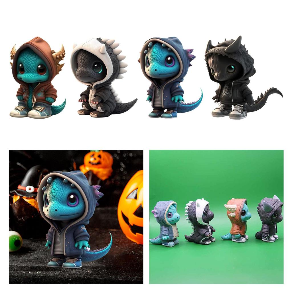 Dinosaur Statue Desk Resin Collectable Figurine Halloween Elf Decoration for Bedroom Cabinet Bookshelf Restaurant Apartment