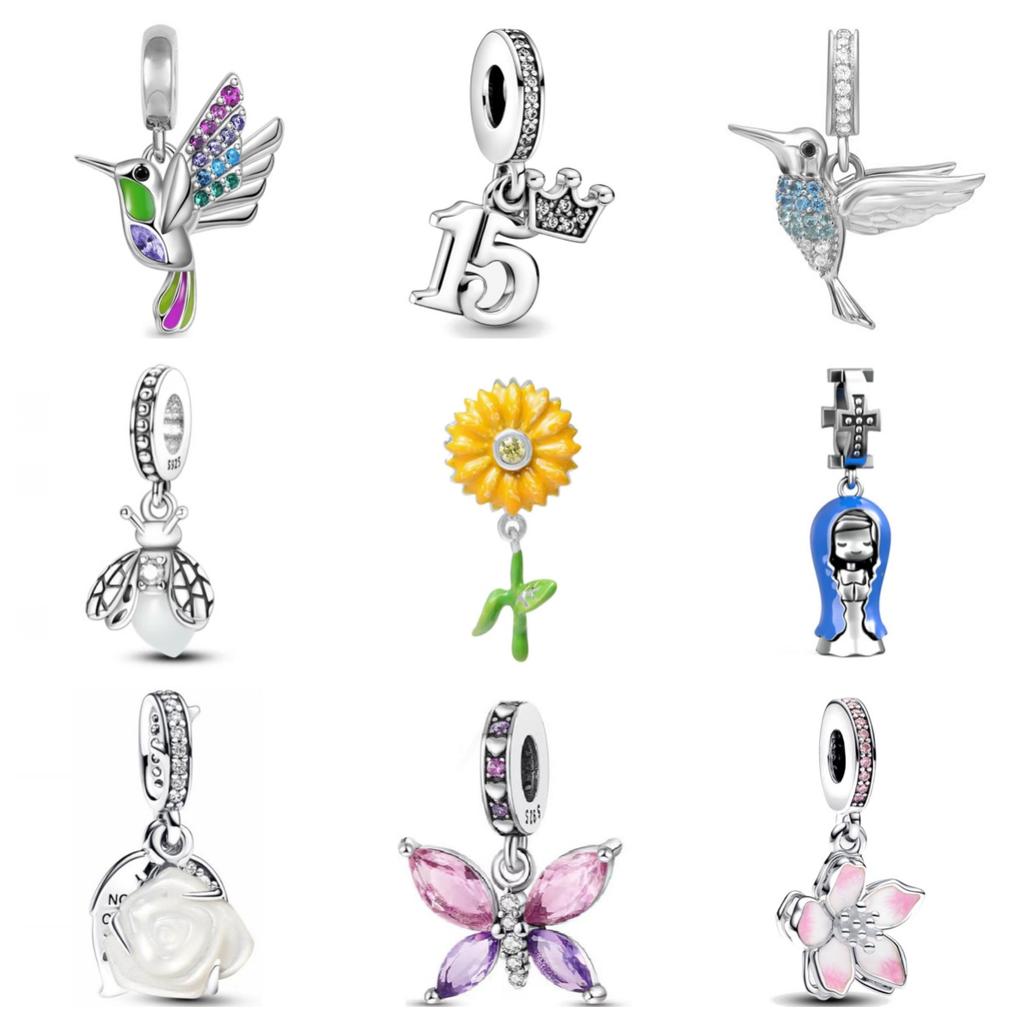 New Originalcopper Love Heart Bird Butterfly Beads Flower Charms Fit Bracelet Necklace Women Diy Jewelry