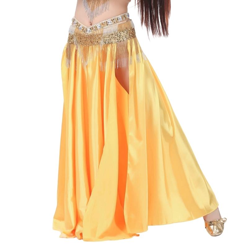 Breathable Satins Split Skirt For Belly Dancing High Flexibility Stage Costume With Flowy Movement Dance Dress
