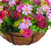 Artificial Daisy Flowers Basket Flower Centerpieces Decor Coconut Lining Chain Flowerpot Plant Hanger for Balcony Garden Yard