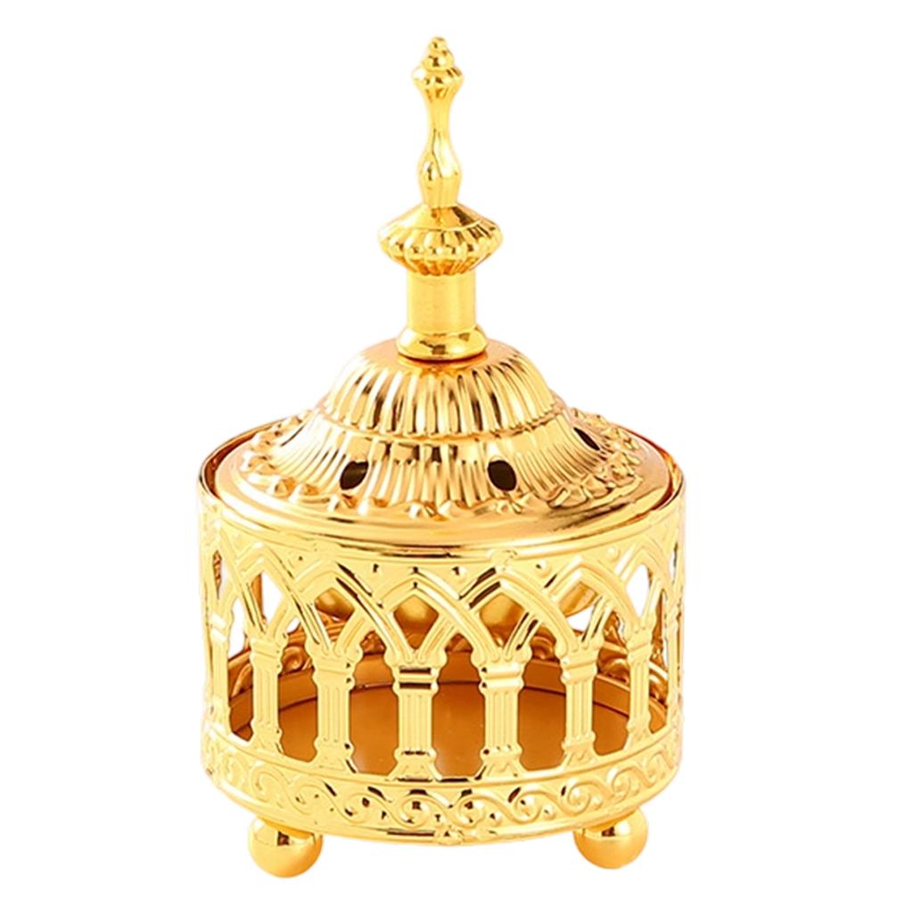 Arabic Incense Bowl Vintage Metal Burner with Lid for Meditation Office Ambiance and Relaxation