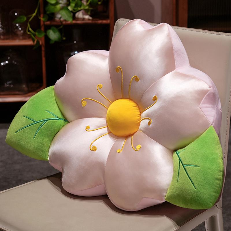 60x45cm Pink Sakura Plush Pillow Stuffed Flower Plant Seat Cushion Fantastic Throw Pillow Sofa Chair Indoor Decor Gift