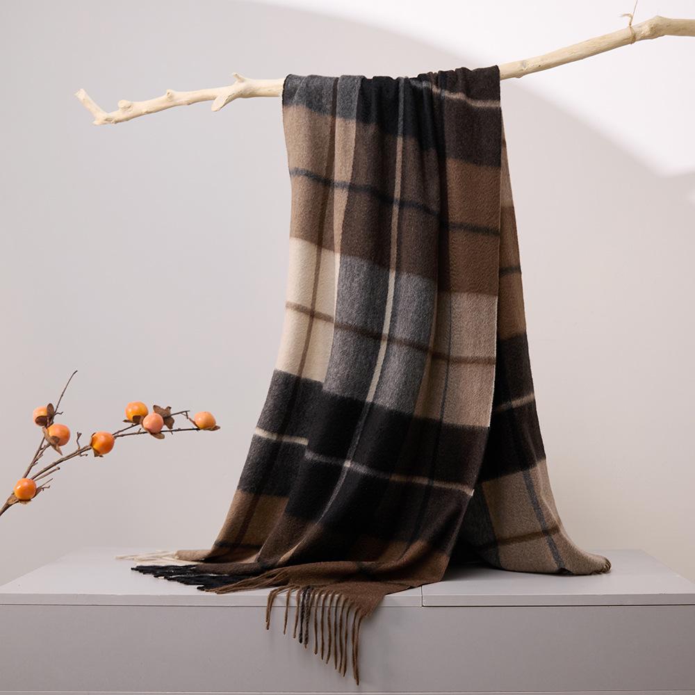 

Unisex Water Ripple Plaid Cashmere Scarf - Winter Warm Neck Warmer Shawl