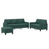 Vidaxl 3-Cz. Relaxation Set With Cushions, Dark Green, Velvet
