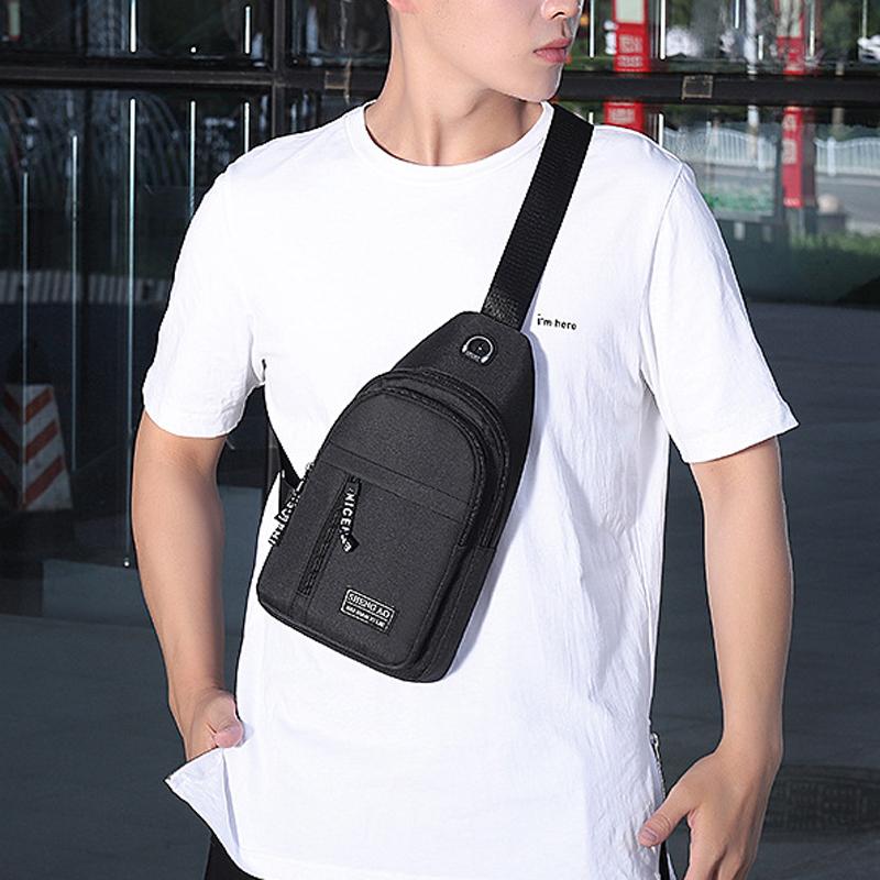2025 New Men's Oxford Chest Bag Multi-functional Sports Outdoor Crossbody Bag Leisure Headset Shoulder Bag