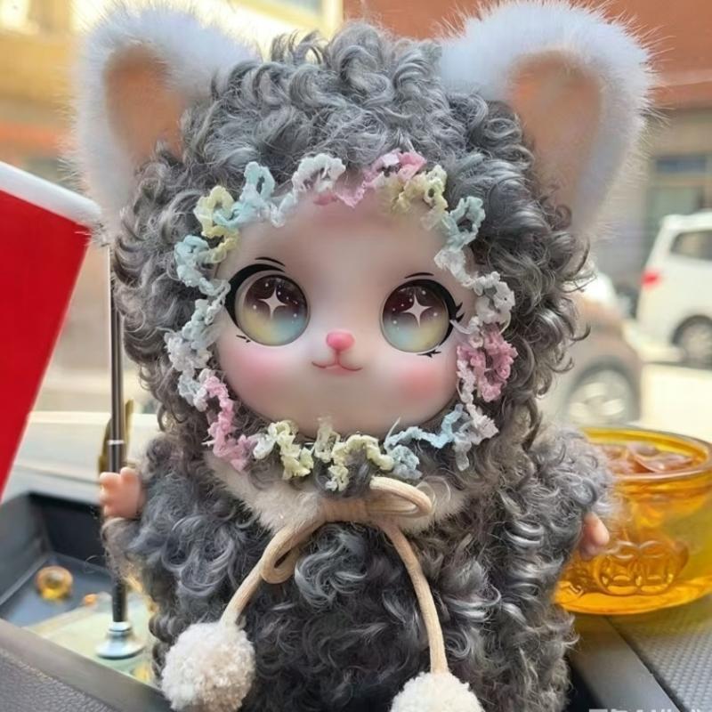 Soft Curly Fur Plush Hanging Ornament Cute Vinyl Face Big Eyes Pendant for Car Bag Key Decor Birthday Gift
