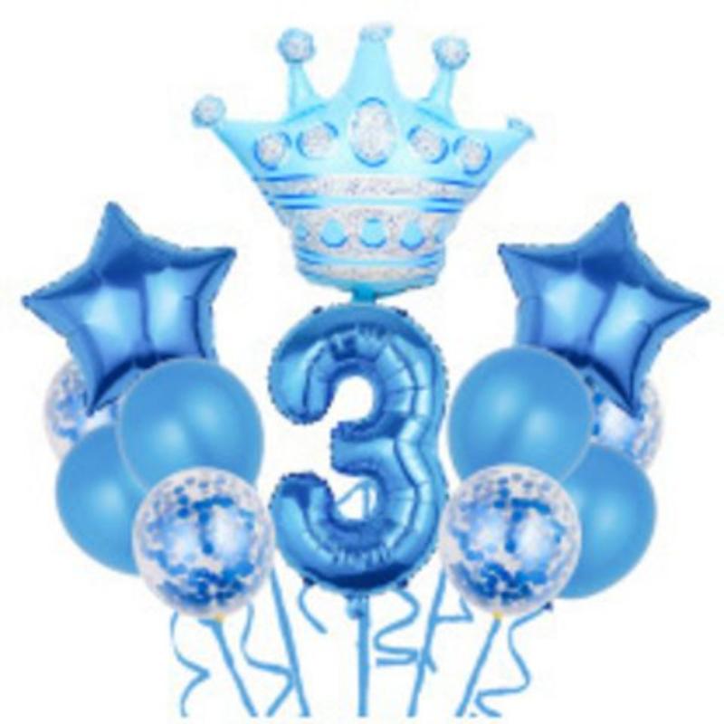 

Модный набор цифровых шаров «Корона», шар из алюминиевой фольги, украшение на день рождения ребенка, украшение в тематике первого дня рождения Blue suit number 3
