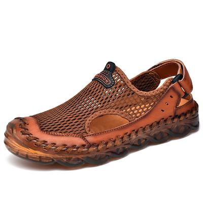 Summer Outdoor Men's Handmade Candy Bottom Leather Sandals Mesh Shoes Sports Sandals
