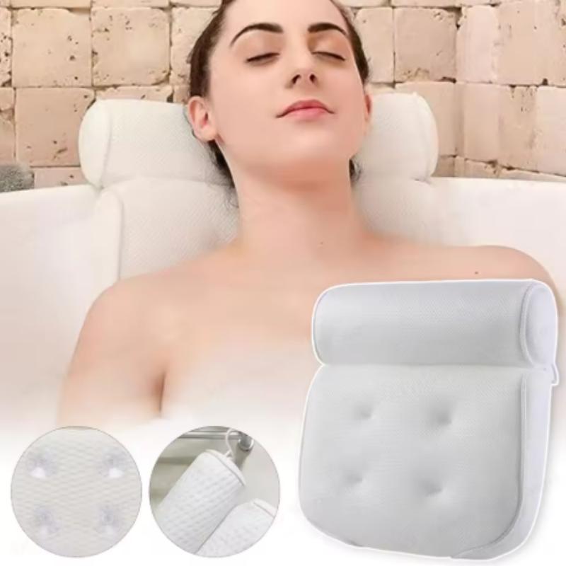 Neck Support Spa Bathtub Pillow Air Mesh Suction Cup Pad Bath Pillow Quick Drying Anti Slip Suction Cups Bathroom Cushion