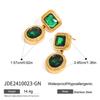 Youthway Vintage Luxury Stainless Steel Geometric White Green Rhinestone Drop Earrings For Women Anti Allergic Jewelry Set