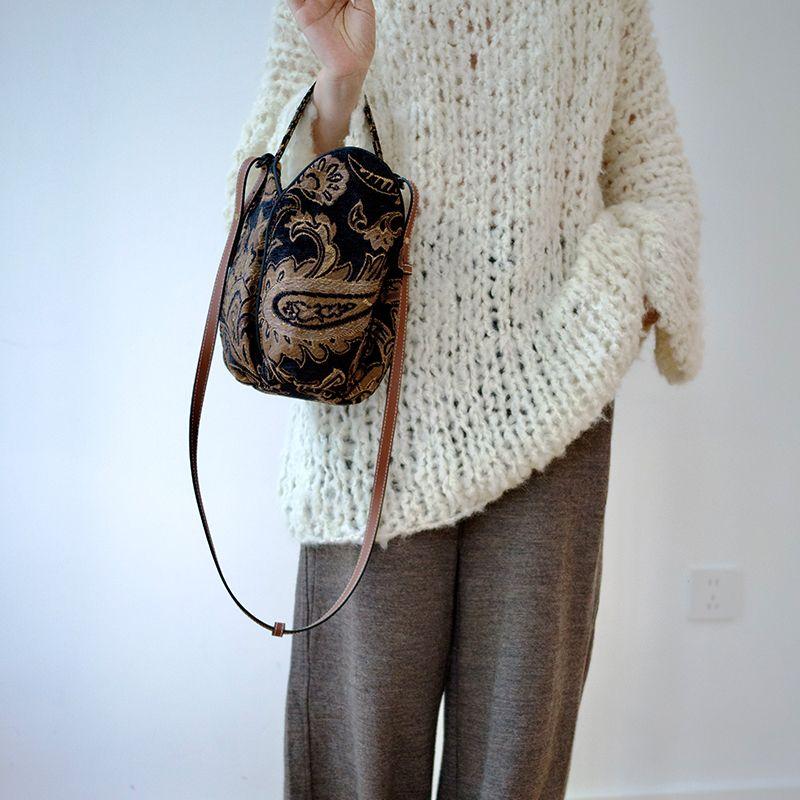 

Housedesign Оригинал 2025 Новое поступление Осень и Зима Сумка-ведро Тюльпан Ретро Миноритарная Сумка Ручной работы Сумка через плечо Black Tulip