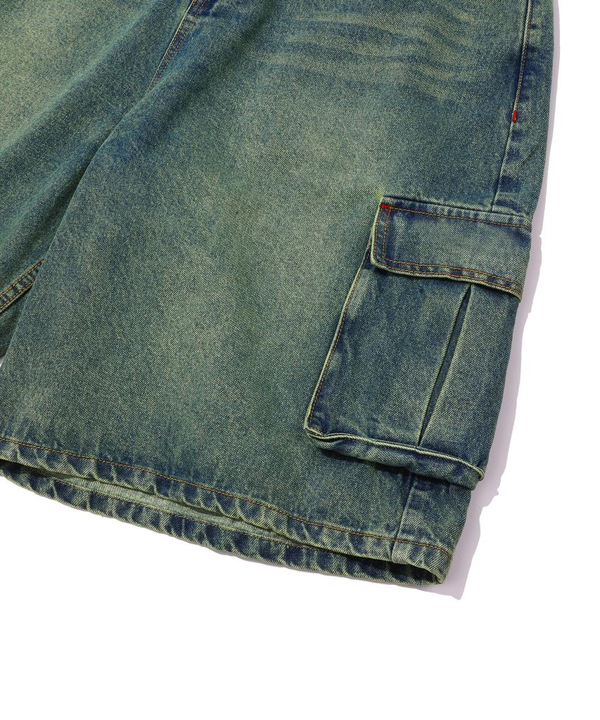 MAINBOOTH Vintage Cargo Denim Shorts(Blue)