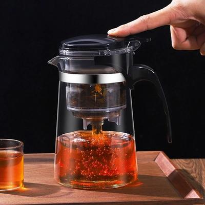 Glass Teapot with Infuser High Temperature Resistant Tea Kettle with Stainless Steel Strainer Transparent Tea Maker with Handle