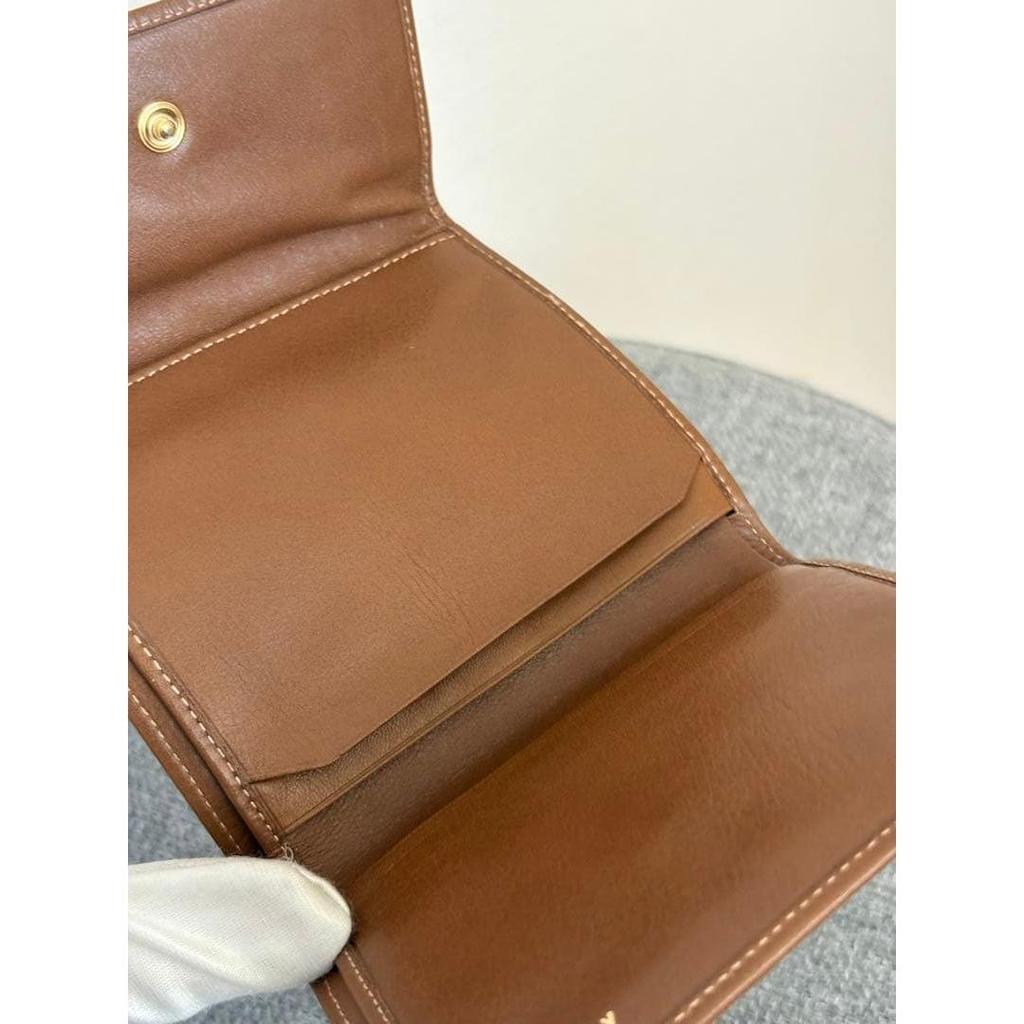 Used Celine Macadam PVC X Leather Beige Trifold Wallet Cw488