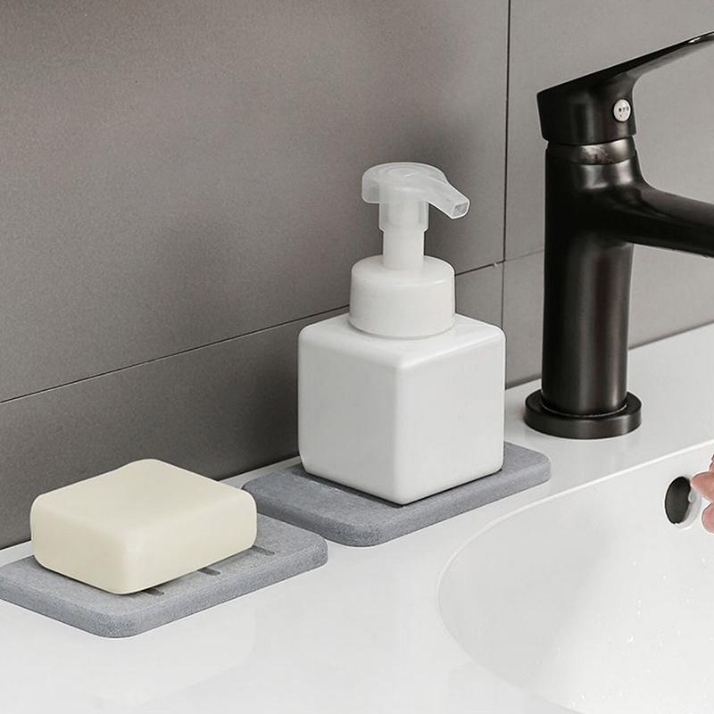 Bathroom Countertop Soap Toiletries Absorbent Mat Rectangular Soap Holder Bathroom Supplies Diatom Mud Soap Dish Quick-Dry Pad