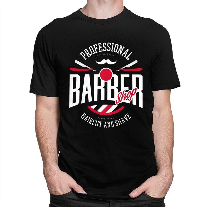 Custom Cool Barber Shop T Shirt Men Short Sleeves Pure Cotton Tshirt Barbershop Hairdresser Hairstylist Gift Tees