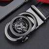 Men's Genuine Leather Belt with Lion Head Automatic Alloy Buckle