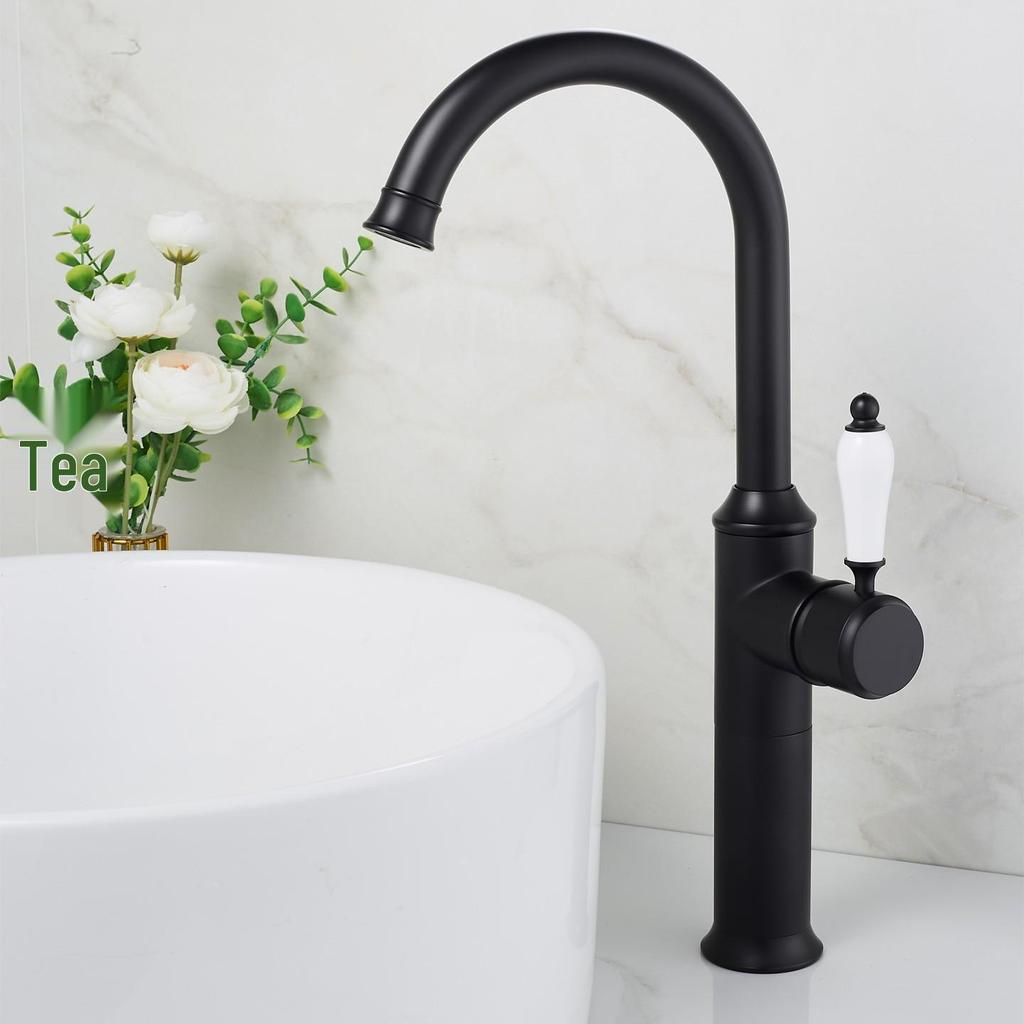 Antique Black Gold European-Style Rotating Copper Faucet with Chrome Plating for Kitchen Sink