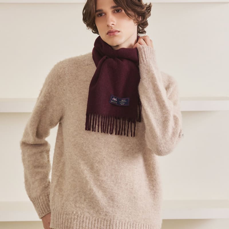 ABRAHAM MOON Merino Wool Muffler 25cm - Burgundy