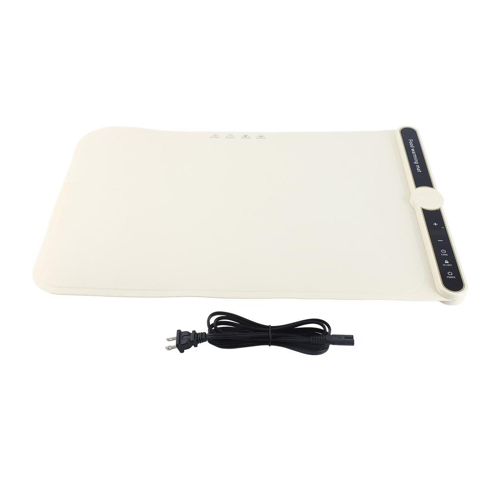 Warming Mat for Food 330W Full Surface Heat in 8s 9 Temperature Settings 6 Hours Time Child Lock Sil