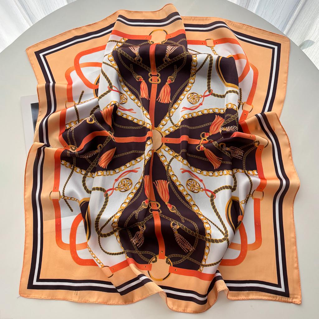 Square Scarf Silk Imitation Women Luxury Print Neckerchief Bandana Lady Shawl Scarves Wrap Head Hair Band Ties