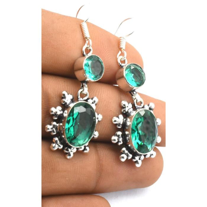 Green Quartz Gemstone Ethnic Handmade Drop Dengle Earring Jewelry ER 337