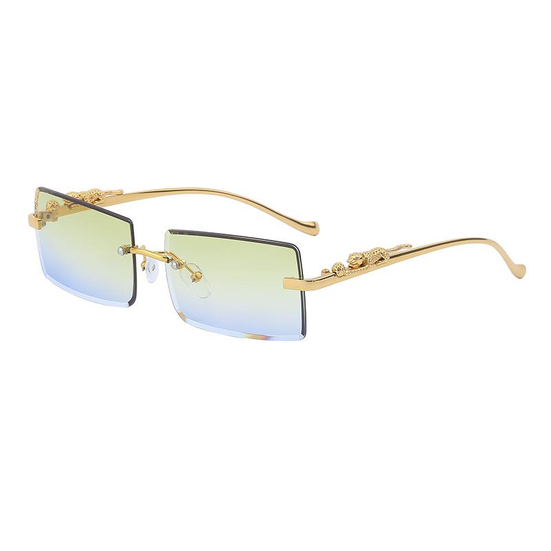 Frameless Sunglasses Women'S Square Leopard Sunglasses Men'S Trendy Glasses Shades