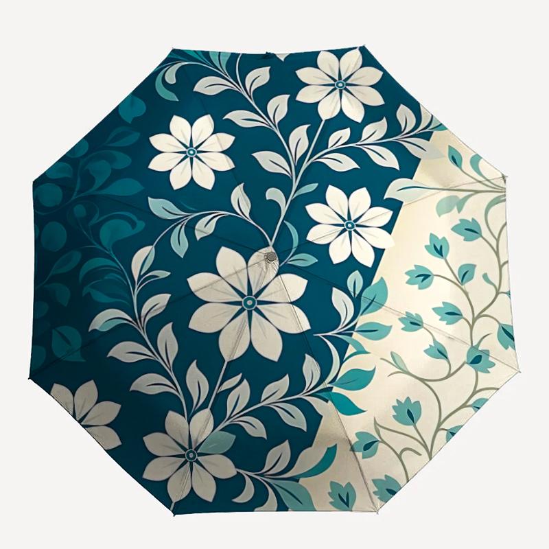 

1pc Floral Pattern Automatic Open/close Umbrella, 8-Rib sturdy structure, Artistic Pattern, Compact Design, Fashion Lovers l046