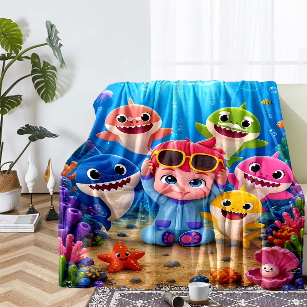 Shark Theme Printed Blanket - Perfect for Couch, Bed, Travel & Outdoor Use | Machine Washable, Cozy & Durable.