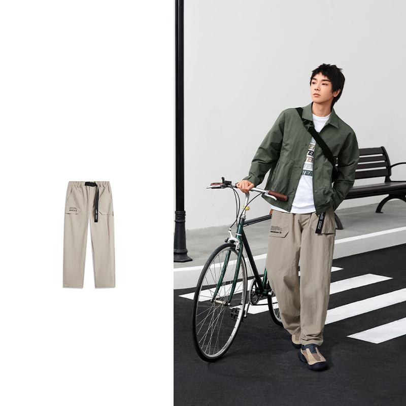 Li Ning CF Series Solid Color Casual Lace-Up Straight Loose Knit Sports Pants Men Bottoms AYKU621-3
