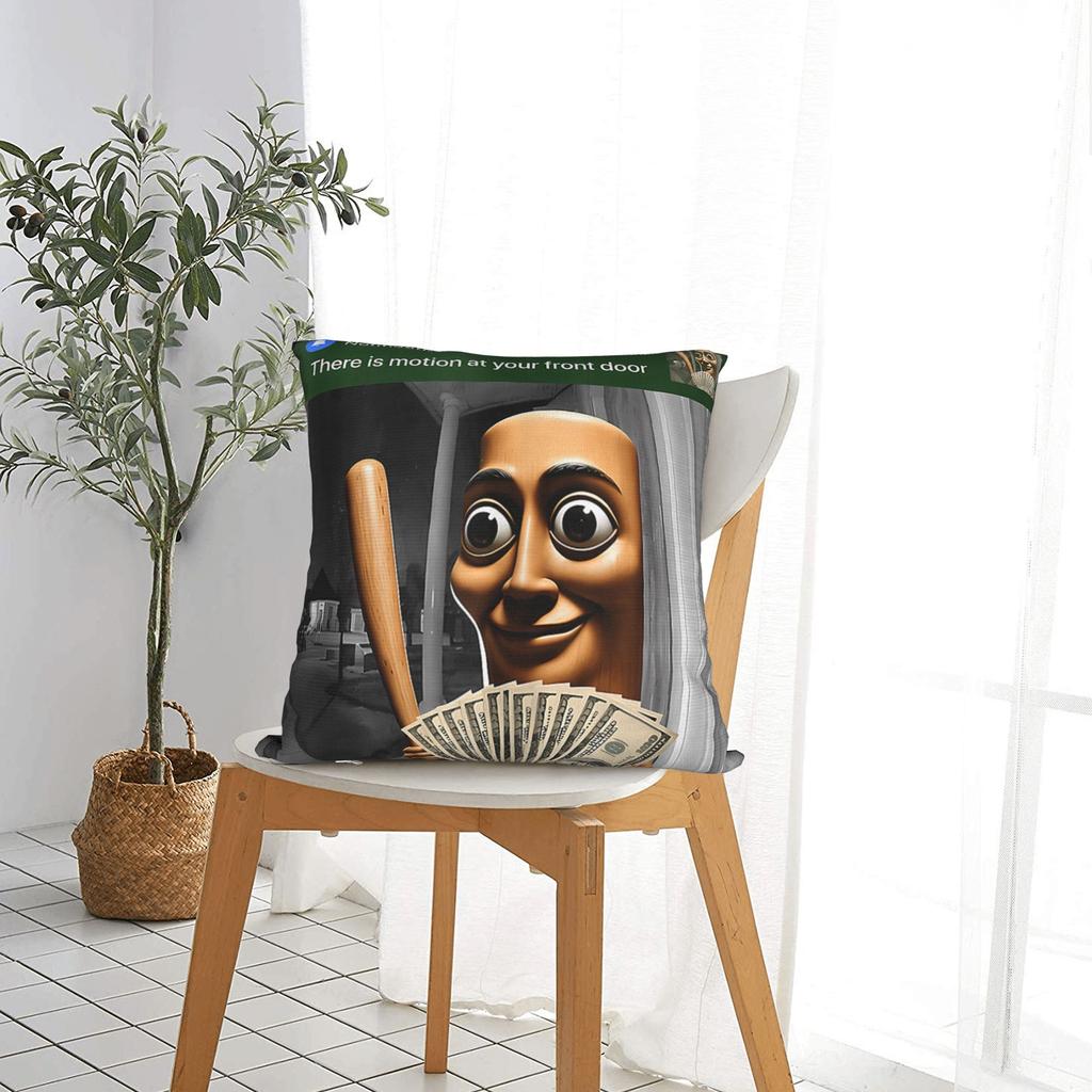 There Is Motion At Your Front Door Tung Tung Tung Sahur Meme Pillow Cover Comfy Cushion Cover Pillow Case For Sofa Home Decor