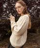 PLAC WOMEN Cable Basic Round Neck Knit Ivory