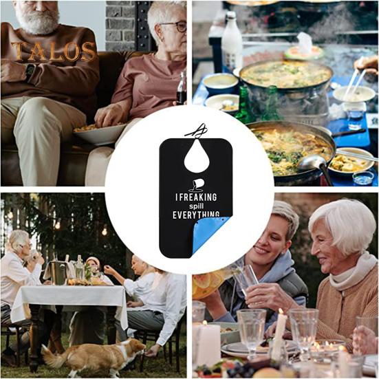 Waterproof Adult Bibs for Men with Crumb Catcher Funny Text Black Washable Lightweight Mealtime Clothing Protector