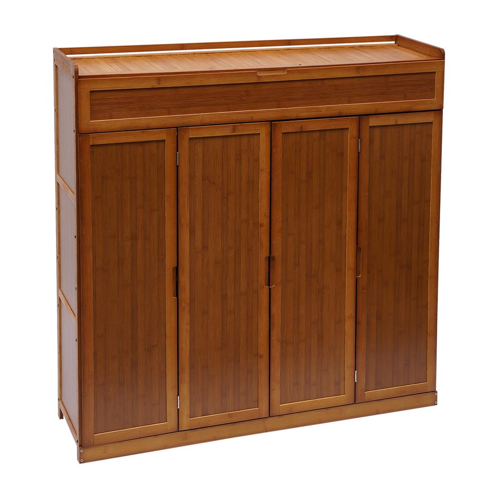 7 Tier Shoe Storage Cabinet with Doors & Tall Compartment for Boots Shoes Rack Organizer for Entryway Living Room, Natural