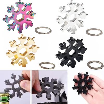 Llave de copo de nieve de acero inoxidable 18 en 1 Herramienta múltiple Popular portátil Acero Creativo Herramienta para reparación de bicicletas al aire libre Abrir una botella