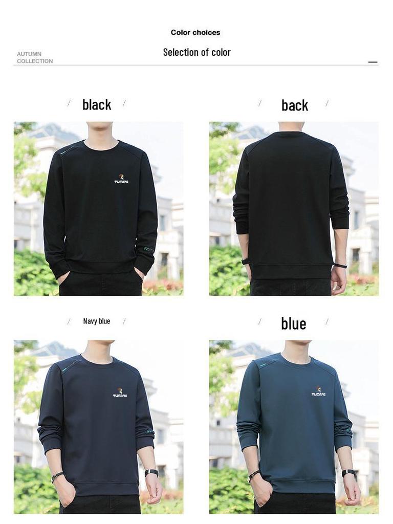Men's Woodpecker Casual Long-Sleeve T-Shirt, 2025 Spring/Autumn, Plus Size Loose Fit, Round Neck Handsome Sweatshirt.