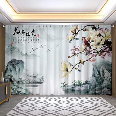 2pcs Landscape Semi-blackout Custom Curtain for Living Room Bedroom Floor Window 2024 New Modern Chinese Style Zen Large Size